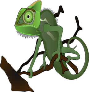 Green Chameleon On Branch Clip Art
